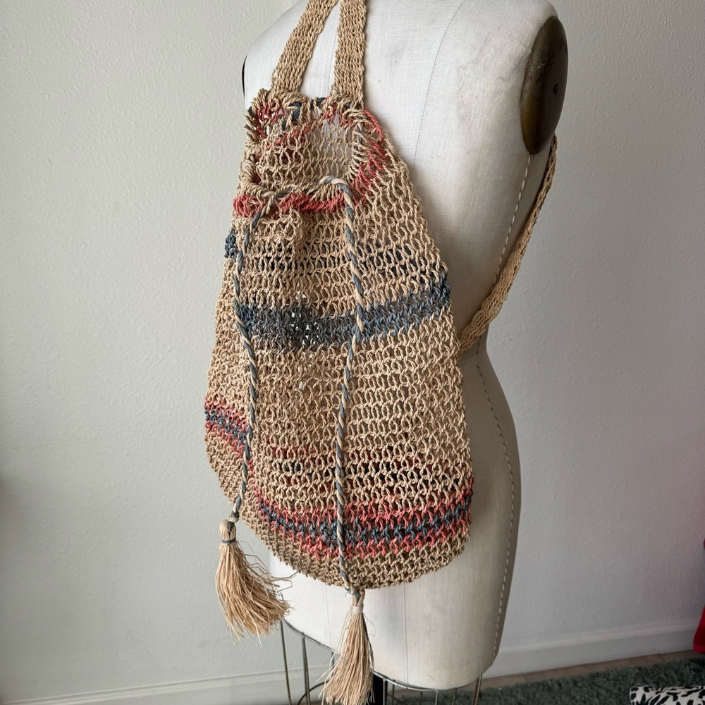 Unique woven jute artisan backpack